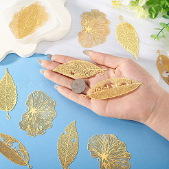 16Pcs 4 Styles Brass Filigree Big Pendants&nbsp;KKC-TA0001-04