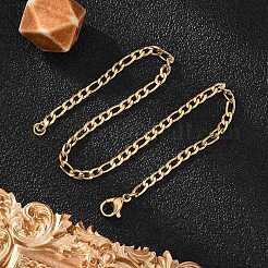 Ion Plating(IP) 304 Stainless Steel Figaro Chain Bracelets&nbsp;BJEW-L634-04A-G