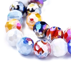 Faceted Round Handmade Millefiori Glass Beads Strands&nbsp;X-LK-R004-41