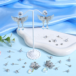 60Pcs 3 Size Clear Cubic Zirconia Stud Earring Findings&nbsp;STER-SP0001-01