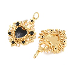 Brass Micro Pave Black Cubic Zirconia Pendants&nbsp;CU-CBAB99C-02B