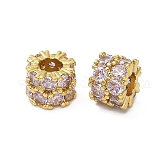 Brass Micro Pave Cubic Zirconia Beads&nbsp;KK-B142-23G-01