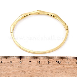 Brass Micro Pave Clear Cubic Zirconia Hinged Bangles for Women&nbsp;BJEW-U025-03G
