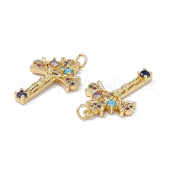 Brass Colorful Cubic Zirconia Pendants&nbsp;KK-E068-VA026-2