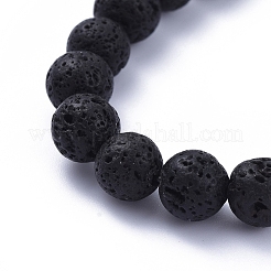 Natural Lava Rock Round Beads Stretch Bracelets&nbsp;BJEW-JB05118