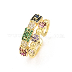 Brass Micro Pave Cubic Zirconia Cuff Rings for Women&nbsp;RJEW-Z113-47G
