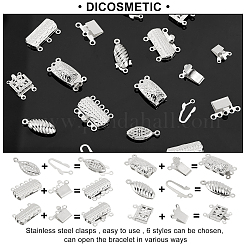 60 Sets 6 Styles 304 Stainless Steel Box Clasps&nbsp;STAS-DC0009-62