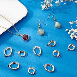 12Pcs 3 Styles Brass Open Back Bezel Pendant Cabochon Settings&nbsp;KK-FH0003-42