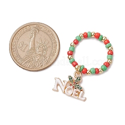 Christmas Theme Glass Seed Beads Stretch Ring Sets&nbsp;RJEW-TA00163
