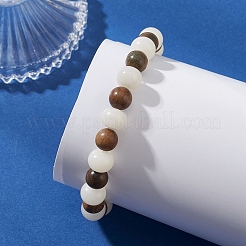 Natural Bodhi Root & Wood Beaded Stretch Bracelets for Women&nbsp;BJEW-TA00734