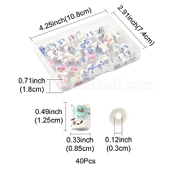 40Pcs Floral Printed Porcelain Beads&nbsp;PORC-FS0001-15