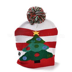 LED Light Up Christmas Acrylic Fibers Yarn Cuffed Beanies Cap&nbsp;AJEW-F063-04