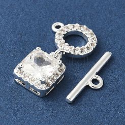 Brass Pave Clear Cubic Zirconia Toggle Clasps&nbsp;KK-A253-08S