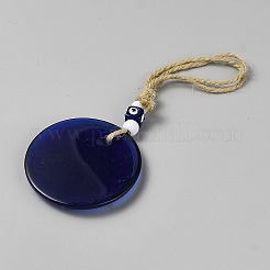 Plastic & Resin Flat Round with Evil Eye Pendant Decorations&nbsp;HJEW-WH0102-013