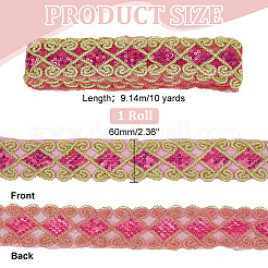 10 Yards Polyester Ribbon with Paillettes&nbsp;OCOR-WH0082-202A
