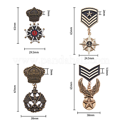 4Pcs 4 Style Eagle & Star & Crown & Cross Dangle Charms Zinc Alloy Badges&nbsp;JEWB-FH0001-15