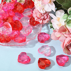 80Pcs 4 Colors Transparent Acrylic Heart Beads&nbsp;OACR-CA0001-23