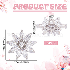 6Pcs 1-Hole Brass with Cubic Zirconia Shank Buttons&nbsp;FIND-FG0003-27B