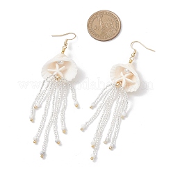 304 Stainless Steel Dyed Synthetic Turquoise & Natural Howlite & Glass Seed Beaded Jellyfish Dangle Earrings&nbsp;EJEW-MZ00529-01