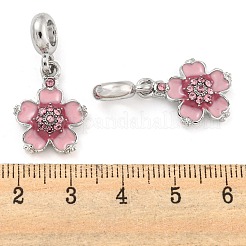 Rack Plating Alloy Enamel Peach Blossom Flower European Dangle Charms&nbsp;FIND-B034-13P