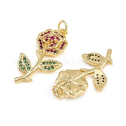 Brass Micro Pave Cubic Zirconia Pendants&nbsp;KK-C114-24B-G