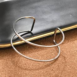 Non-Tarnish 304 Stainless Steel Hollow Open Cuff Bangles for Women&nbsp;BJEW-S155-04P