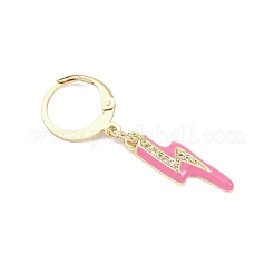 Lightning Bolt Brass Micro Pave Cubic Zirconia Knitting Stitch Marker Rings&nbsp;HJEW-JM04375