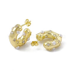 Rack Plating Brass Clear Cubic Zirconia Stud Earrings for Women&nbsp;EJEW-M213-29G