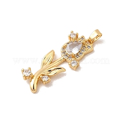 Brass Micro Pave Cubic Zirconia Pendants&nbsp;KK-P340-49G