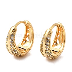 Brass Micro Pave Clear Cubic Zirconia Hoop Earrings&nbsp;EJEW-F391-02G
