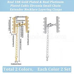 4 Sets 2 Colors Brass Micro Pave Cubic Zirconia Chain Extender&nbsp;ZIRC-BBC0023-64