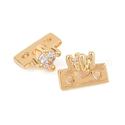 Brass Pave Clear Cubic Zirconia Spacer Bars&nbsp;KK-H538-09G
