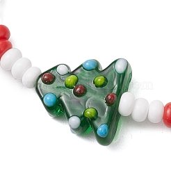 Christmas Glass Seed & Handmade Lampwork Beads Stretch Bracelets for Women&nbsp;BJEW-MZ00197-02