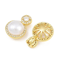 Brass Micro Pave Clear Cubic Zirconia Pendants&nbsp;KK-CBA6A75-49G