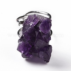 Natural Amethyst Nuggets Cuff Ring&nbsp;RJEW-G271-01P-02