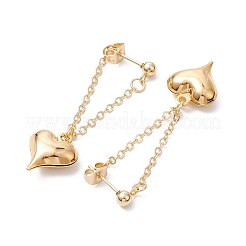Heart with Chain Charm Brass Earrings&nbsp;EJEW-JE06115