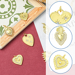 6Pcs 6 Styles Rack Plating Brass & Cubic Zirconia Pendants&nbsp;KK-SC0006-93
