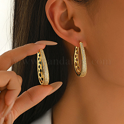 Brass Micro Pave Cubic Zirconia Hoop Earrings for Women&nbsp;CA0246