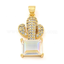 Rack Plating Brass Micro Pave Clear Cubic Zirconia Pendants&nbsp;ZIRC-L100-158G
