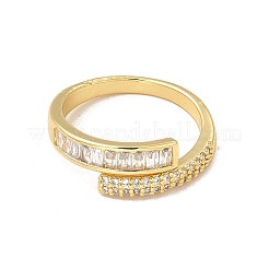 Clear Cubic Zirconia Rectangle Open Cuff Ring&nbsp;RJEW-I092-06G