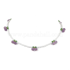 Natural Gemstone with Glass Necklace&nbsp;NJEW-TA00159