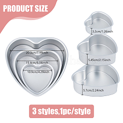3 Bags 3 Styles Heart Aluminium Alloy Cake Mold Rings&nbsp;AJEW-DC0002-06