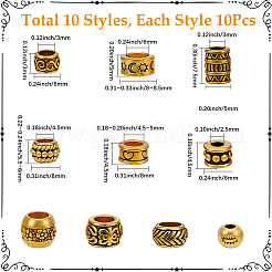 100Pcs 10 Styles Tibetan Style Zinc Alloy Beads&nbsp;FIND-SP0005-96