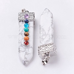 Natural Howlite with Synthetic & Natural Mixed Stone Chakra Big Pendants&nbsp;G-E415-A16