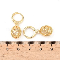 Hollow Oval Brass Clear Cubic Zirconia Leverback Earrings&nbsp;EJEW-H182-04A-G