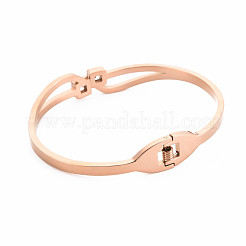 Crystal Rhinestone Wave Bangle with Roman Numeral&nbsp;BJEW-N017-009RG