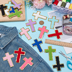 18Pcs Cross Towel Embroidery Style Cloth Iron on/Sew on Patches&nbsp;DIY-WH0504-819