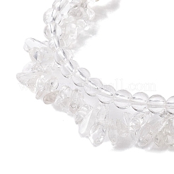 Chip & Round Natural Quartz Crystal Beaded Stretch Bracelets&nbsp;BJEW-JB10189-01