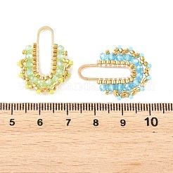 3Pcs 3 Colors Brass & Seed Baeded & Glass Connector Charms&nbsp;PALLOY-MZ01372