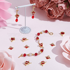 12Pcs 3 Styles Brass Enamel Sacred Heart of Jesus Links Connector Charms&nbsp;KK-SC0007-86